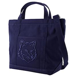 Autre Marque-Bolso Shopper Pequeño Fox Head - Maison Kitsune - Algodón - Azul-Azul