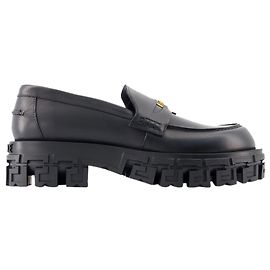 Slipper – Versace – Leder – Schwarz Schwarz