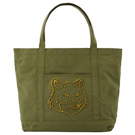 Autre Marque Große Einkaufstasche „Fox Head“ – Maison Kitsune – Baumwolle – Grün Grün