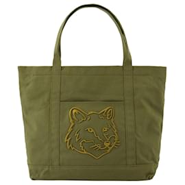Autre Marque-Große Einkaufstasche „Fox Head“ – Maison Kitsune – Baumwolle – Grün-Grün
