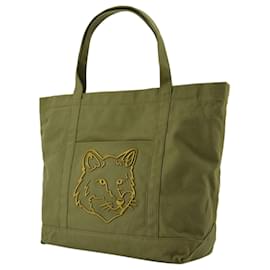 Autre Marque-Bolso Shopper Grande Fox Head - Maison Kitsune - Algodón - Verde-Verde