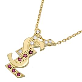 Yves Saint Laurent-18K Ruby Logo Necklace-Other