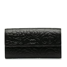 Autre Marque-Leather Camellia Flap Wallet-Other