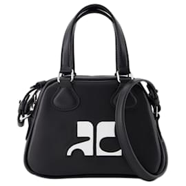 Courreges-Mini Bowling Bag - Courreges - Leather - Black-Black