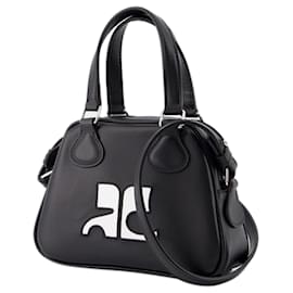 Courreges-Mini Bowling Bag - Courreges - Leather - Black-Black