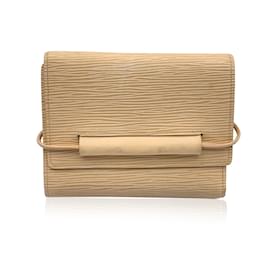 Louis Vuitton-Vintage Beige Vanilla Epi Leather Elastic Trifold Wallet-Beige