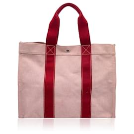 Hermès-Hermes Paris Toile rouge beige Bora Bora GM Tote Beach Bag-Beige