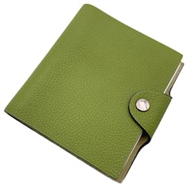 Hermès-Capa para notebook Hermes Green Togo Couro Ulysse Mini com recarga-Verde