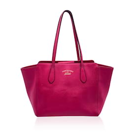 Gucci-Bolsa tote média de couro rosa fúcsia-Rosa