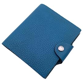 Hermès-Hermes Blue Togo Couro Ulysse Mini Capa para Notebook com Recarga-Azul
