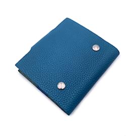 Hermès-Hermes Blue Togo Ulysse Mini-Notizbuchhülle aus Leder mit Nachfüllung-Blau