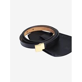 Louis Vuitton-Black leather belt and pouch-Black