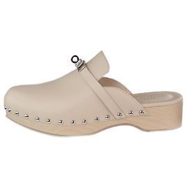 Hermès Cremefarbene Carlotta Clog-Mules – Größe EU 38 Roh