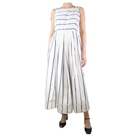 Weekend Max Mara-White sleeveless striped midi dress - size UK 12-White
