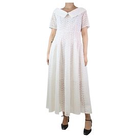 Philosophy Di Alberta Ferretti Robe longue en broderie anglaise blanche - taille UK 12 Blanc