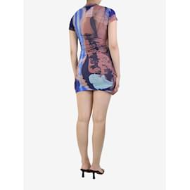 Autre Marque-Blaues, transparentes bedrucktes Kleid – Größe S-Blau