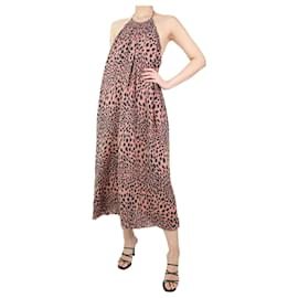 Zimmermann-Pink animal print halterneck dress - size UK 8-Pink