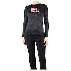 Bella Freud-Suéter gráfico preto com glitter - tamanho S-Preto