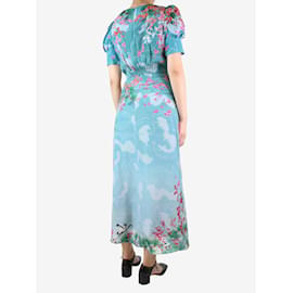 Autre Marque-Blue floral printed silk maxi dress - size UK 8-Blue