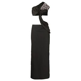 Autre Marque Vestido columna con flecos Christopher Esber Marrón Castaño