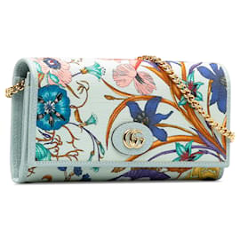 Gucci-Gucci Blue Flora Wallet On Chain-Blue