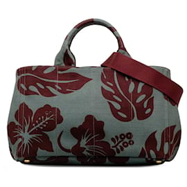 Prada-Bolso satchel Canapa estampado gris de Prada-Roja,Otro,Gris
