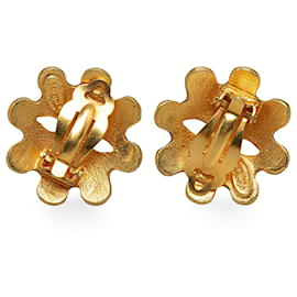 Chanel-Pendientes de clip con flor CC dorados de Chanel-Dorado