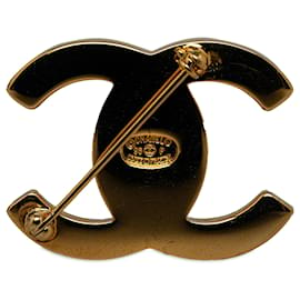 Chanel-Chanel Gold CC Turn-Lock Brooch-Golden