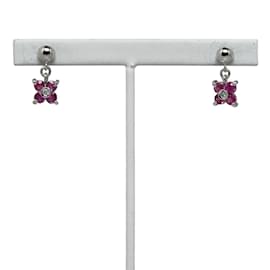 Autre Marque-14K Ruby Diamond Flower Dangle Earrings-Other