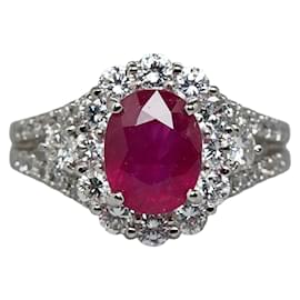 Autre Marque-Platinum Ruby & Diamond Ring-Other