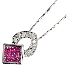 Autre Marque-18K Ruby Diamond Pendant Necklace-Other