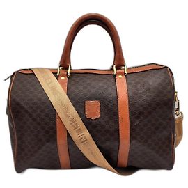 Céline Bolsa de viagem Celine Macadam Boston com alça (raro) Marrom