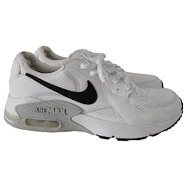 Nike-White Nike AirMax sneakers, gray and black logo-White
