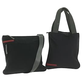 Prada-PRADA Sports Shoulder Bag Nylon 2Set Black Auth 63892-Black