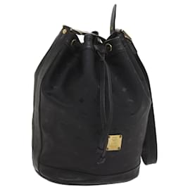 MCM-MCM Vicetos Logogram Shoulder Bag Nylon Black Auth bs11686-Black
