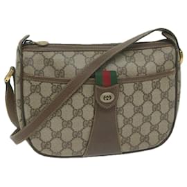 Gucci-Bolsa de ombro GUCCI GG Supreme Web Sherry Line PVC Bege 89 02 032 Ep de autenticação3063-Bege