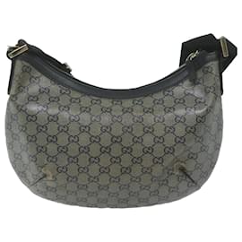 Gucci-GUCCI GG Canvas Shoulder Bag Coated Canvas Silver Black Auth 65561-Black,Silvery