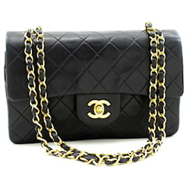 Chanel-Chanel Classic gefütterte Klappe 9"Chain Shoulder Bag Black Lambskin-Schwarz