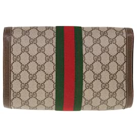 Gucci-GUCCI GG Supreme Web Sherry Line Clutch Bag Beige Red 89 01 006 Auth yk10340-Red,Beige