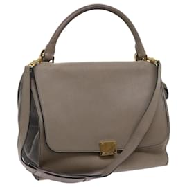 Céline-CELINE Trapeze Hand Bag Leather 2way Gray Auth 65125-Grey