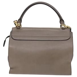 Céline-CELINE Sac à Main Trapèze Cuir 2façon Grey Auth 65125-Gris