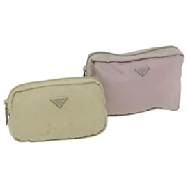 Prada-Prada pouch nylon 2Set Pink Beige Auth 65269-Pink,Beige