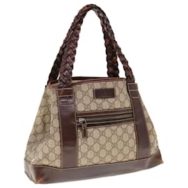 Gucci-GUCCI GG Supreme Hand Bag PVC Leather Beige Auth ac2607-Beige