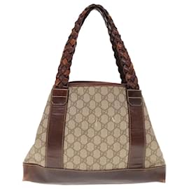 Gucci-GUCCI GG Supreme Hand Bag PVC Leather Beige Auth ac2607-Beige