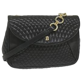 Bally-BALLY Quilted Shoulder Bag Leather Black Auth yk10257-Black