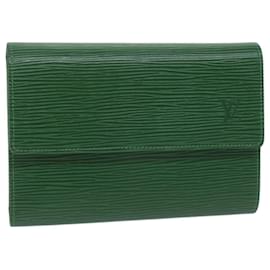 Louis Vuitton-LOUIS VUITTON Epi Porte Tresor Etui Papie Wallet Vert M63714 Auth LV 64497-Vert