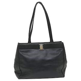 Salvatore Ferragamo-Salvatore Ferragamo Einkaufstasche Leder Schwarz Auth fm2863-Schwarz