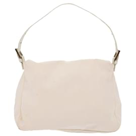 Fendi-FENDI Mamma Baguette Shoulder Bag Nylon White Auth 64877-White