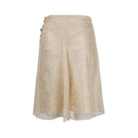 Moschino-Moschino Lace A-line Skirt-Golden