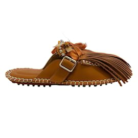 Autre Marque-13 09 SR Brown Leather Puli Mules-White